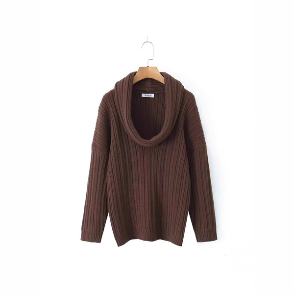 Elegant winter solid color knitted sweater