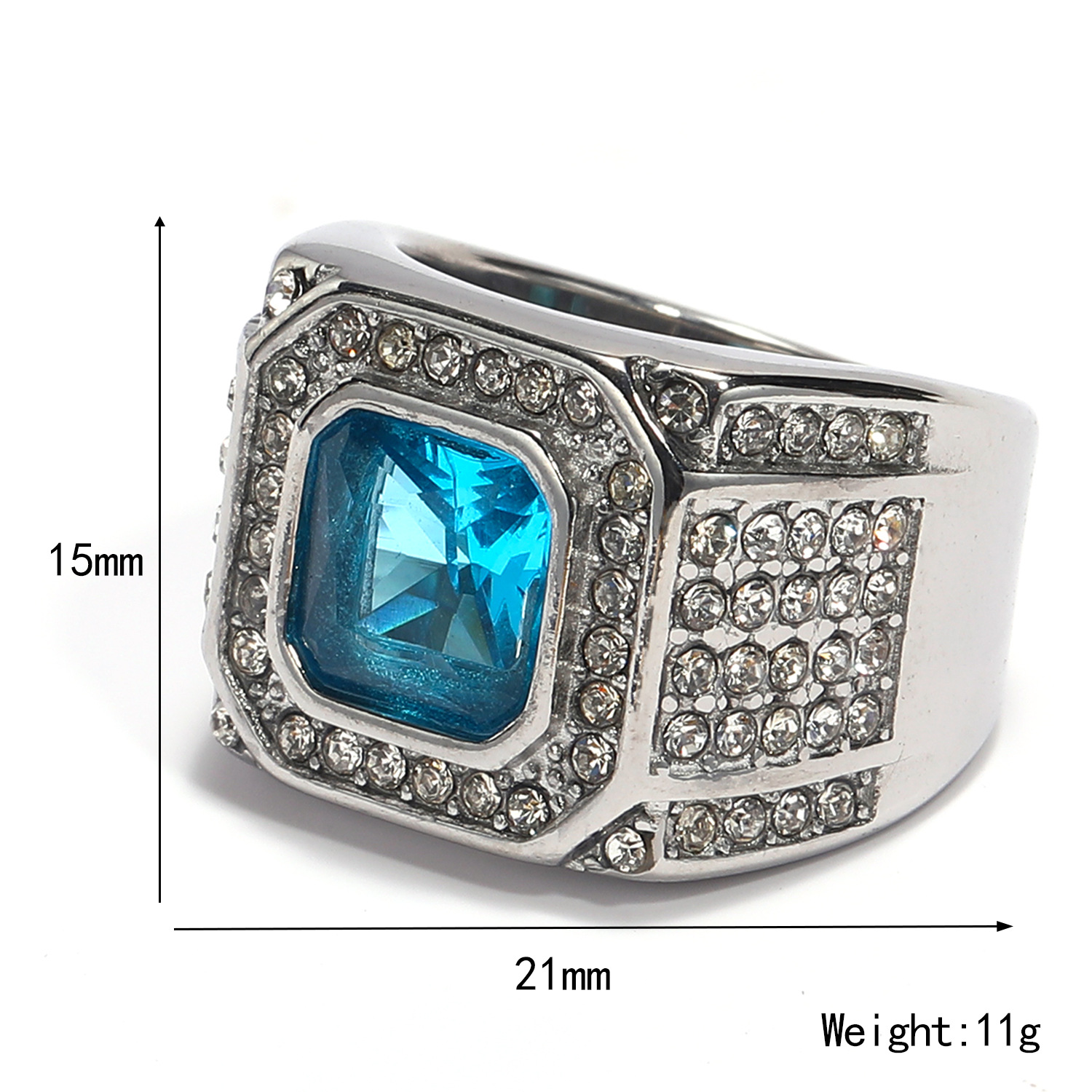 Casual Hip-Hop Geometric 304 Stainless Steel Zircon Men's Rings display picture 1