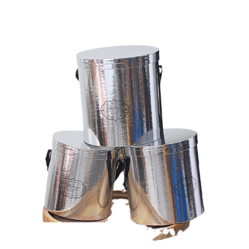 Cubo clásico de tres abrazos cubo redondo embalaje cubo arreglo de flores cubo floral DIY espejo de plata caja de flores