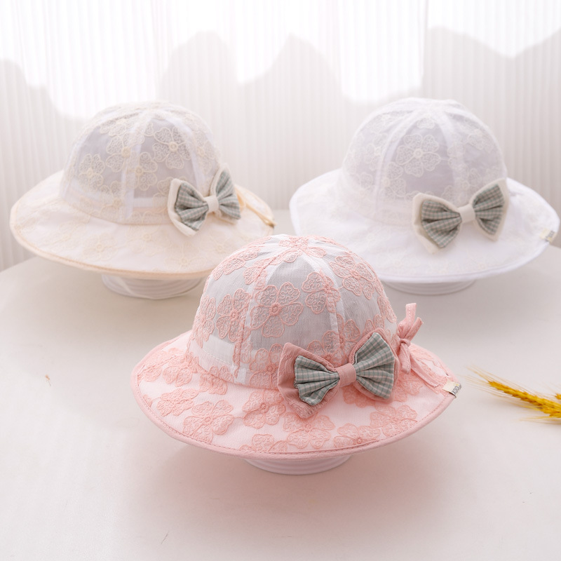 Sombrero de bebé princesa primavera y otoño lindo super lindo sombrero de bebé niñas arco sombrero pescador sombrero sombrero de sol