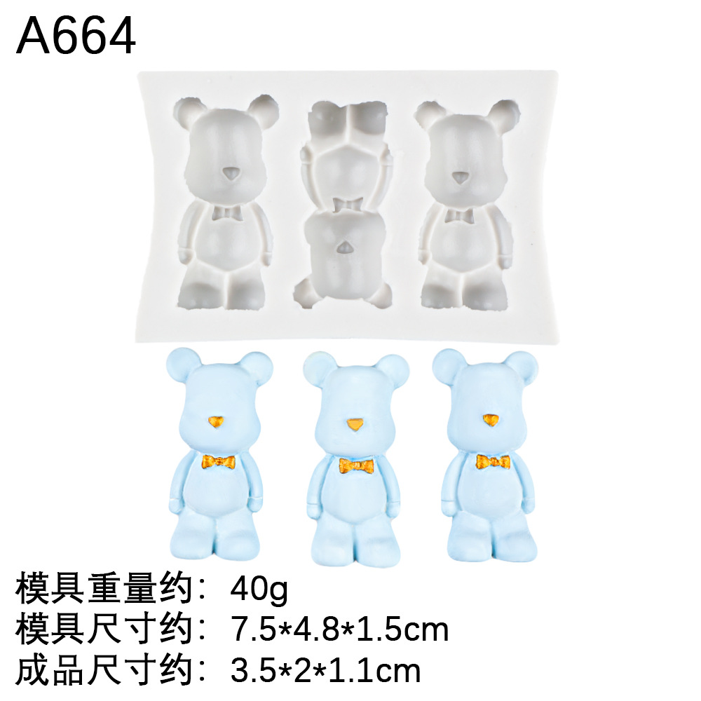 Pajarita de oso de dibujos animados epoxi molde de silicona galleta molde de fondant de chocolate herramienta de molde de yeso hecho a mano de bricolaje