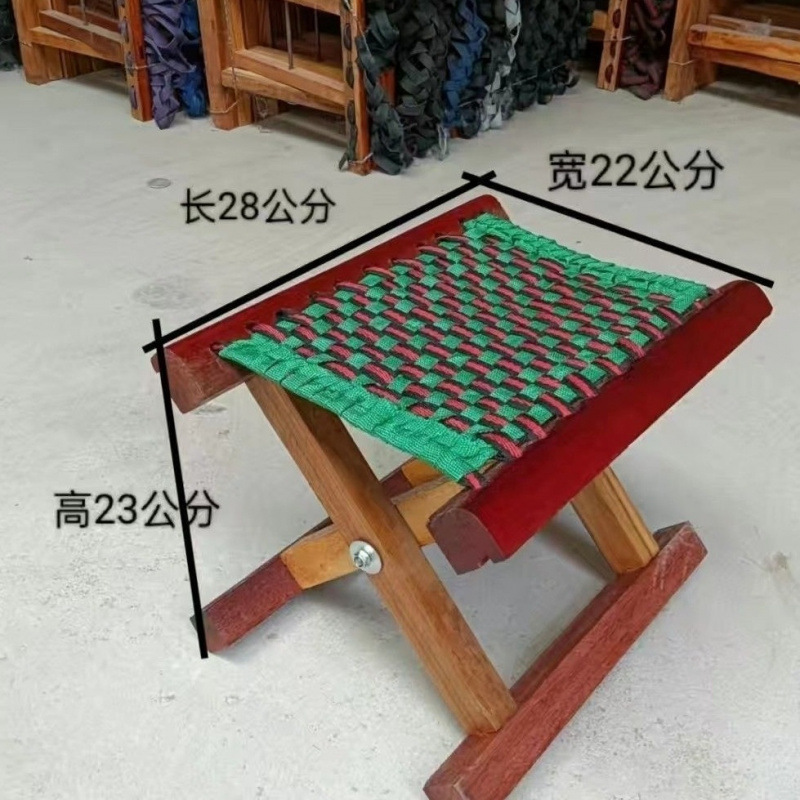 Taburete plegable al aire libre antiguo de madera sólida de madera Maza, taburete de barbacoa para el hogar, taburete de pesca portátil