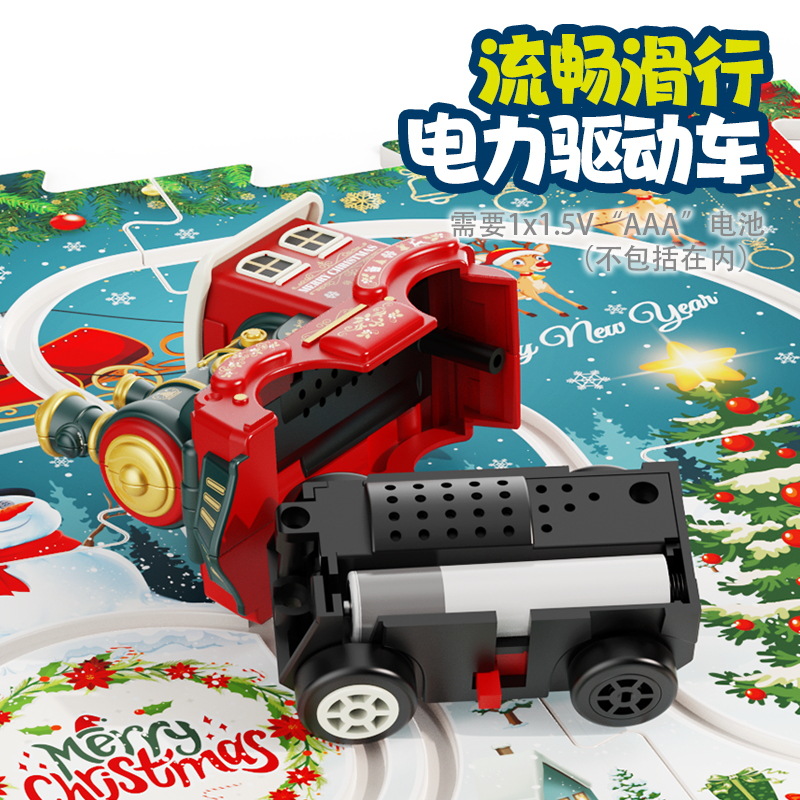 Transfronterizos Niños Navidad tren tren tren puzzle DIY escena de ensamblaje variable para construir juguetes eléctricos tren al por mayor image 4