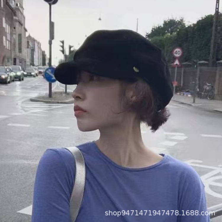 韩国ins棕色八角帽女秋冬贝雷帽复古显脸小百搭英伦风画家报童帽|undefined