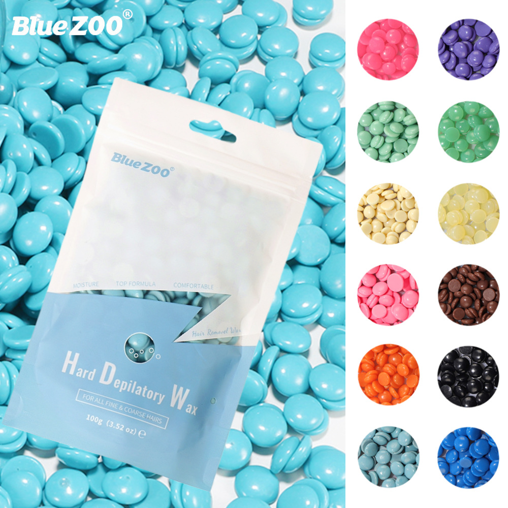 BlueZOO新品脱毛蜡豆100g固体硬蜡免纸蜡疗粒蜜豆全身脱毛12色选|ms