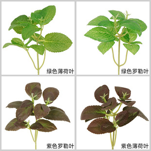 Factory wholesale simulation of mint leaves simulation plant branches home green plant landscaping decoration decorative decorative Lales leaves