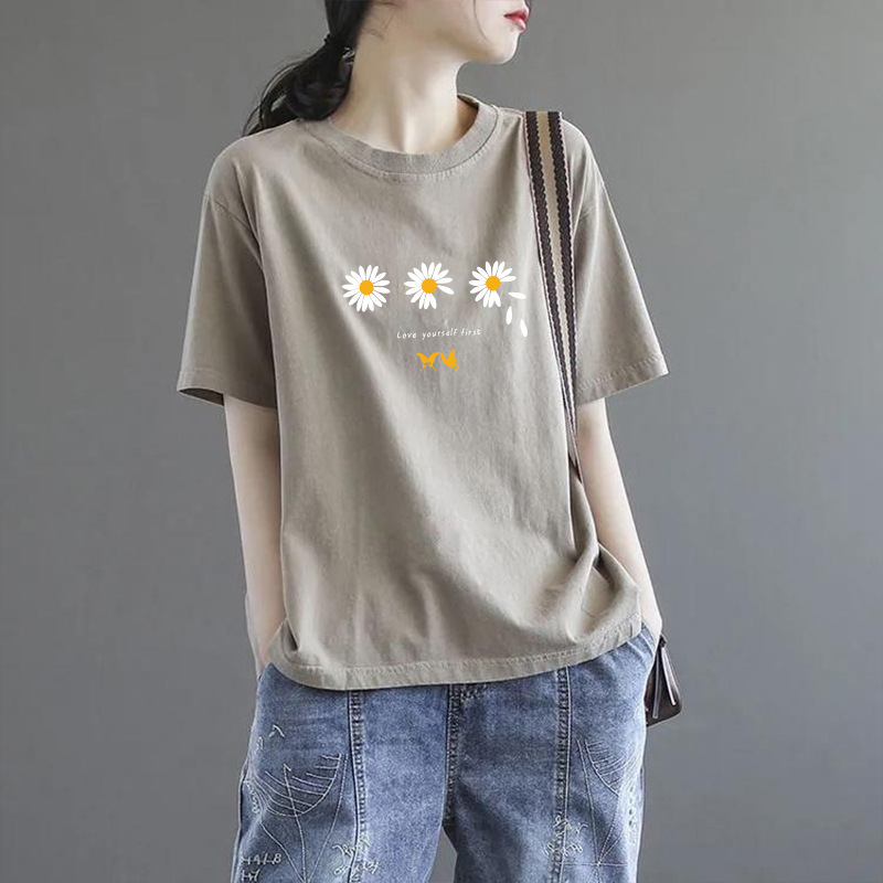 2026 New Summer Short-Sleeve T-Shirt for Women, Korean Style Loose Top, Versatile Casual Base Shirt, Trendy Women's Fashion