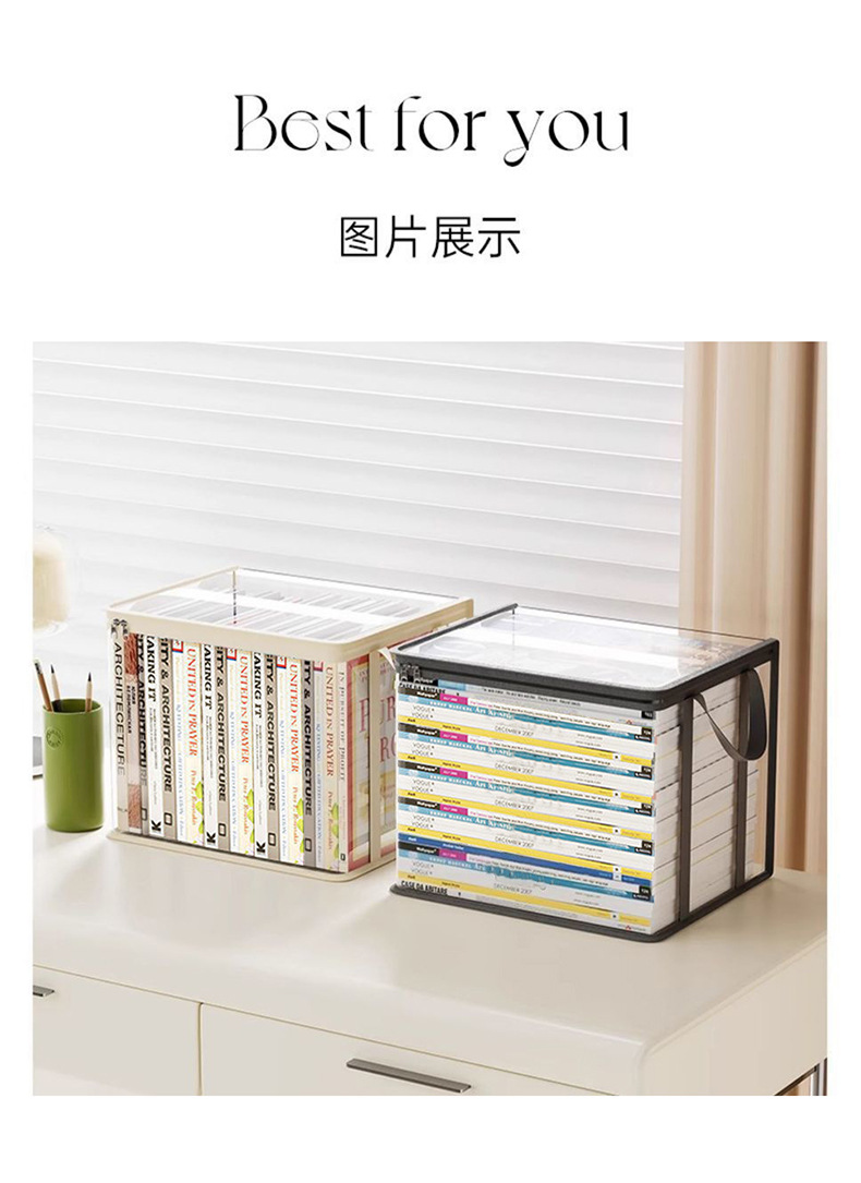 Large Capacity Transparent Book Storage Box Foldable Bookshelf Book Organizer Textbook Storage Bag Stationery Portable Book Bag
