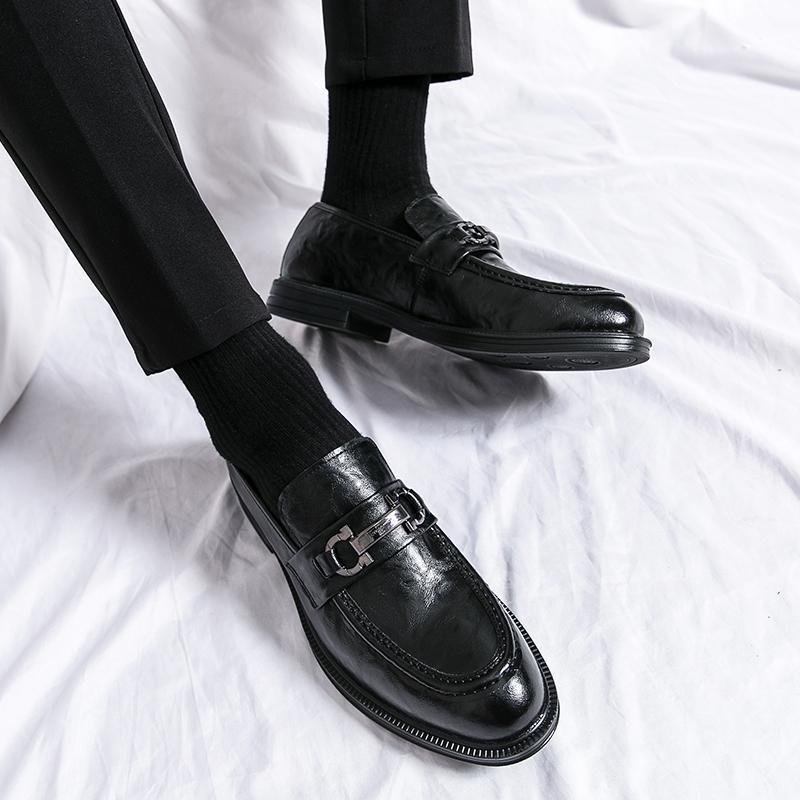 2025 zapatos de cuero para hombre Brock británico casual de negocios zapatos formales para hombre aumento de zapatos de traje a juego zapatos de boda y novio image 5
