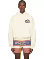 Cross-border Trendy Brand Rhude Totem Letter Printed High Street American Style Vintage Men's and Women's Loose Pure Cotton Hooded Sweatshirt