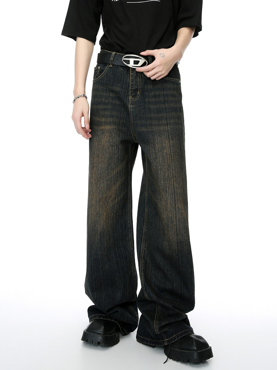 Ropa para hombre MTLCLOTHES | Jeans de Mezclilla Desgastados con Diseño Vintage de Bambú para las Cuatro Estaciones, Estilo Urbano y Moderno