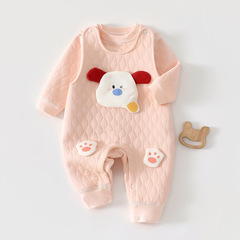 婴儿衣服春秋冬夹棉连体衣背带裤套装宝宝超萌外出家居服安阳童装
