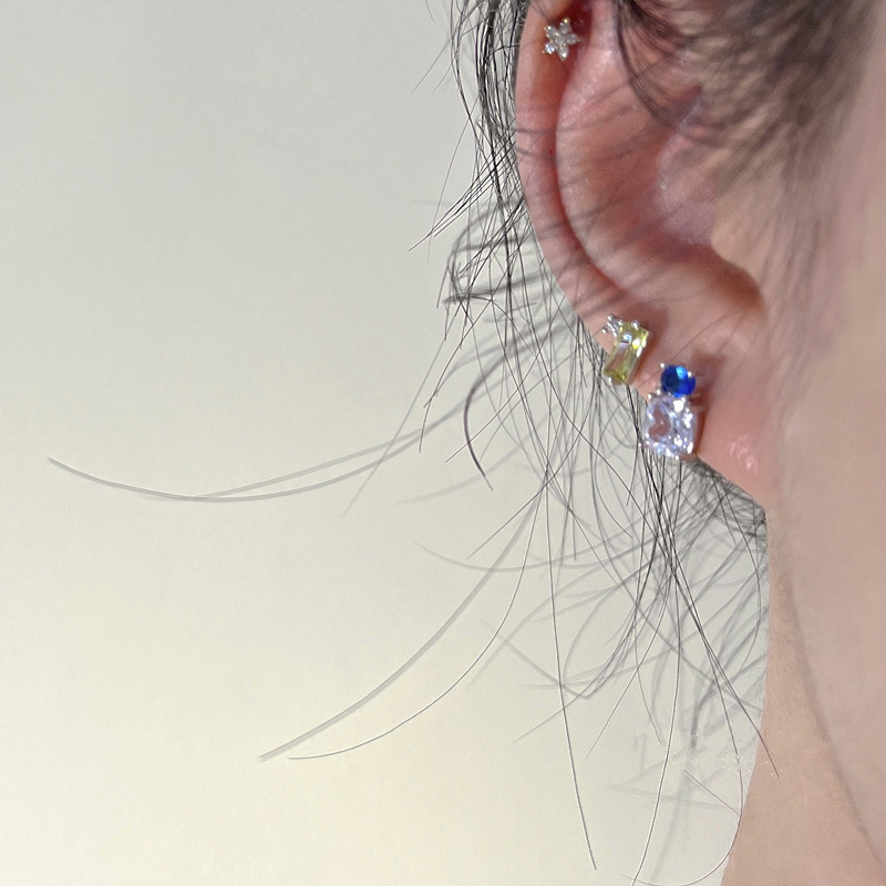 Fashion Irregular Butterfly Copper Inlay Zircon Ear Studs 1 Pair