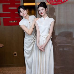 New Chinese Bridesmaid Dress 2025 New Wedding Cheongsam Two-piece Set Guofeng Sister Group Dress for Summer