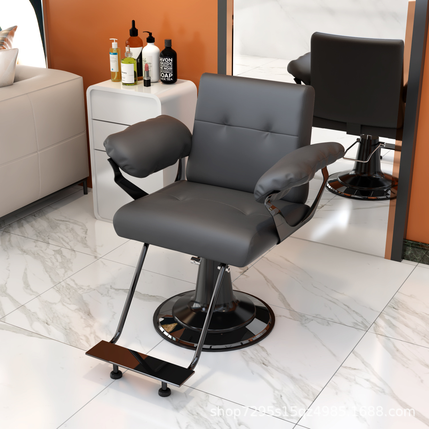 Fábrica directa de barbería en línea silla salón de peluquería moda asiento de cremado puede elevar y cortar el pelo cómodo y satisfactorio image 9