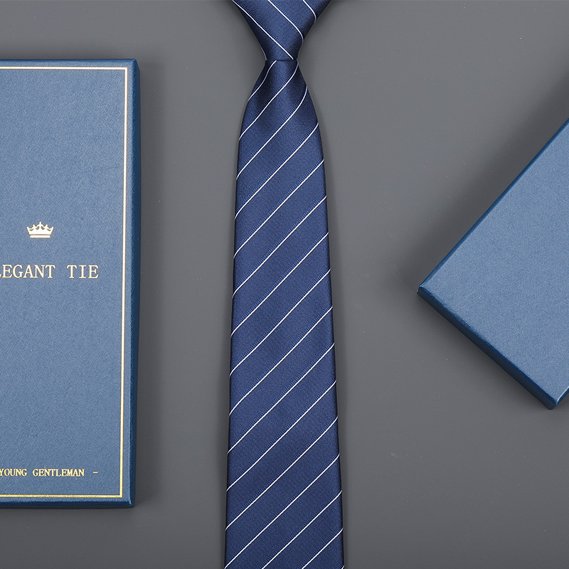 8cm 다이아몬드 블루 스트라이프 지퍼 [롱 선물 상자]