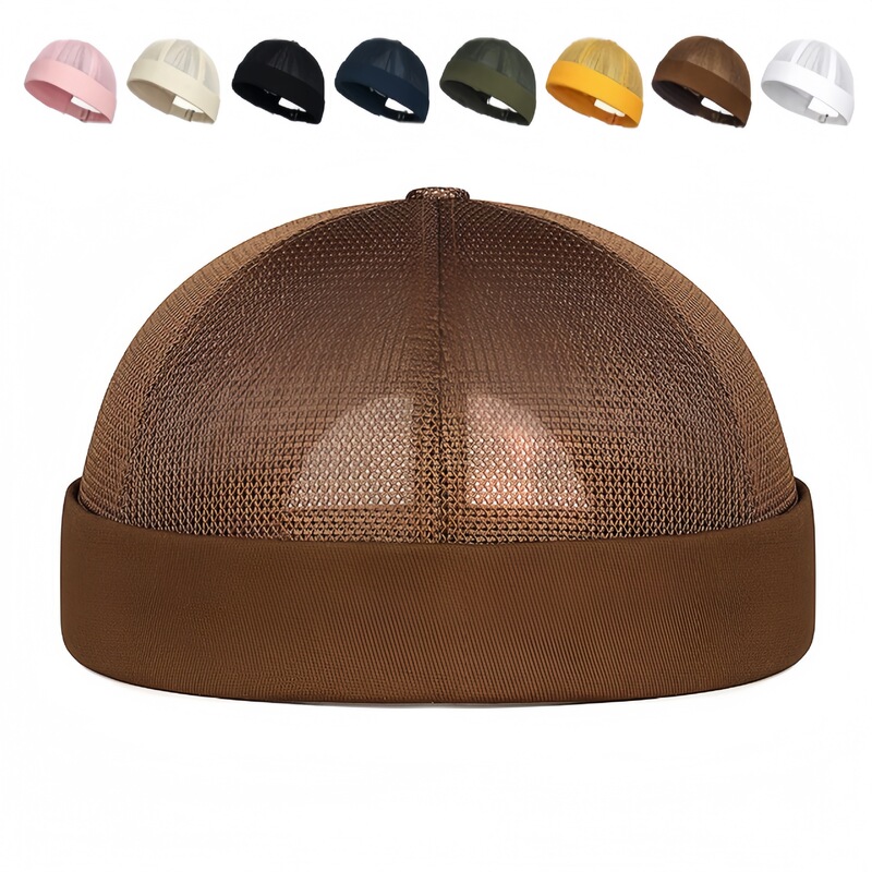 Sunshade Brimless Adjustable Hip-Hop Cap, Fashionable Unisex Cool Landlord Hat, Simple Breathable Mesh Cap