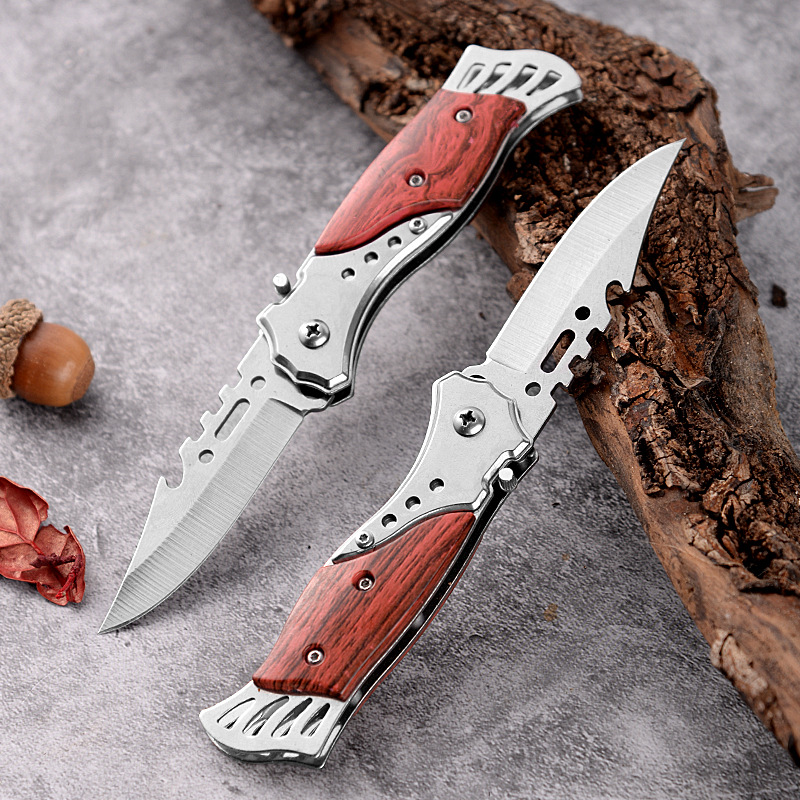 Colorful Wood Outdoor Folding Knife Outdoor High Hardness Folding Knife Handmade Knife Field Camping Collection Gift Knife Fruit Knife