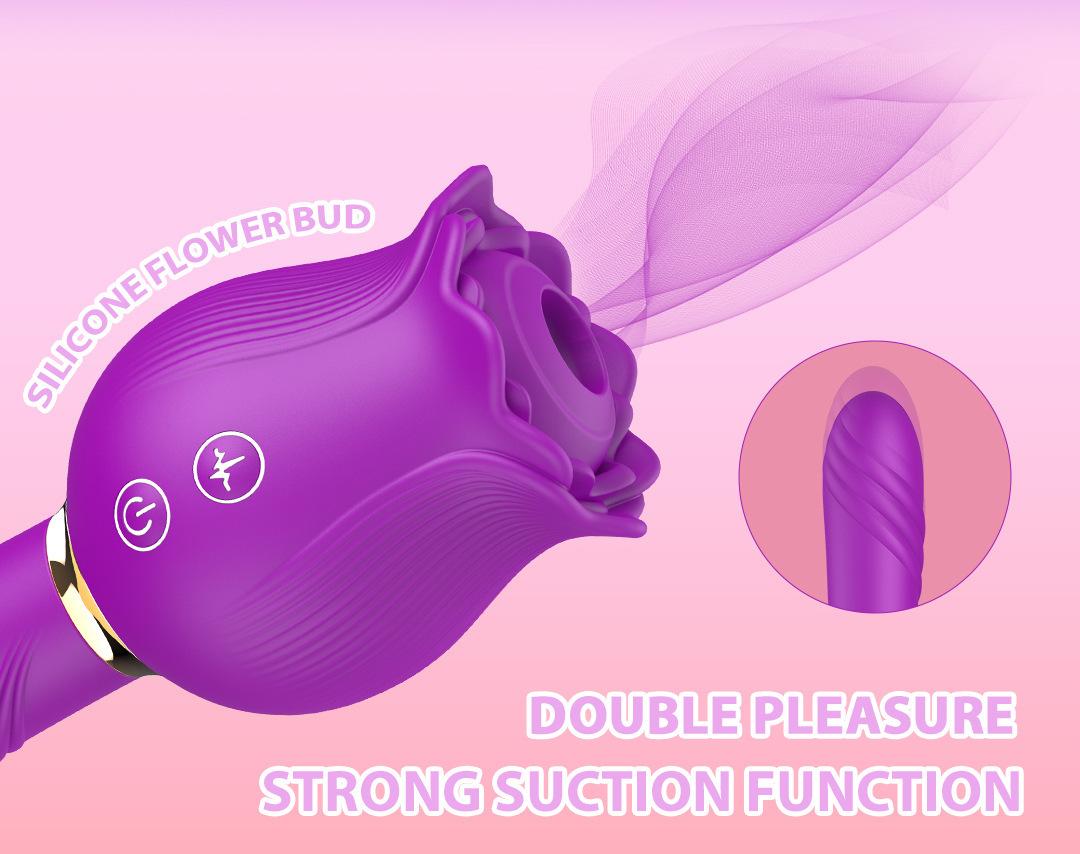Afiya Rose Telescopic Sucking Vibrator with Tongue Licker, 12 Suction Modes, Purple — detail image 6
