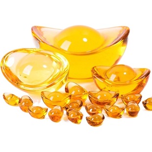 Yellow crystal ingot home decoration ornaments festival gifts glass small ingot wholesale size gold ingot and so on