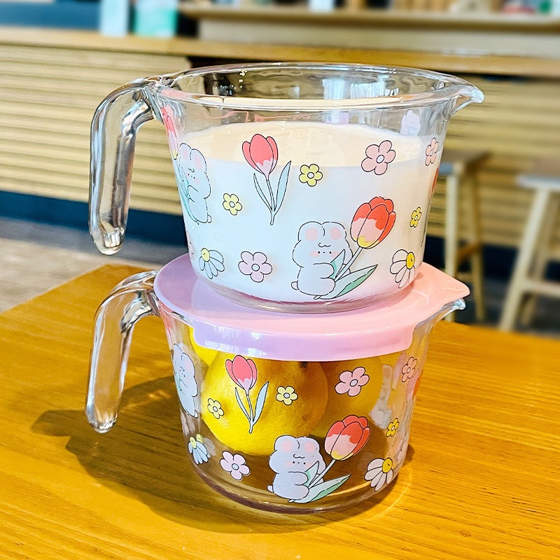 High borosilicate glass scale measuring cup microwave oven heating fresh milk special measuring cup with handle baking measuring cup