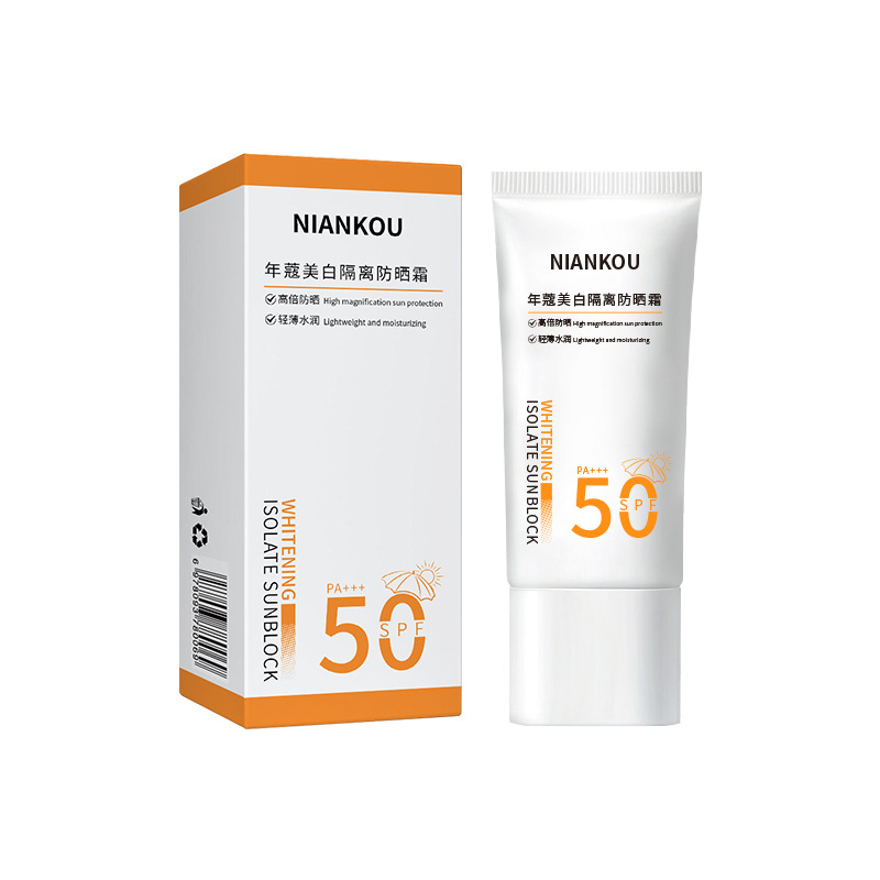 Nian Kou Sunscreen 50 Refrescante e hidratante, no falso, blanco, crema de protección solar facial femenina de verano, prevención de dos en uno