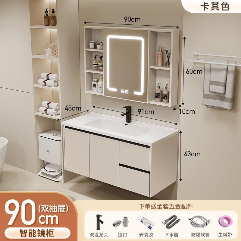 Gabinete de baño de aluminio inteligente espacial grueso combinación lavabo lavabo en cerámica lavabo fábrica de inodoro al por mayor