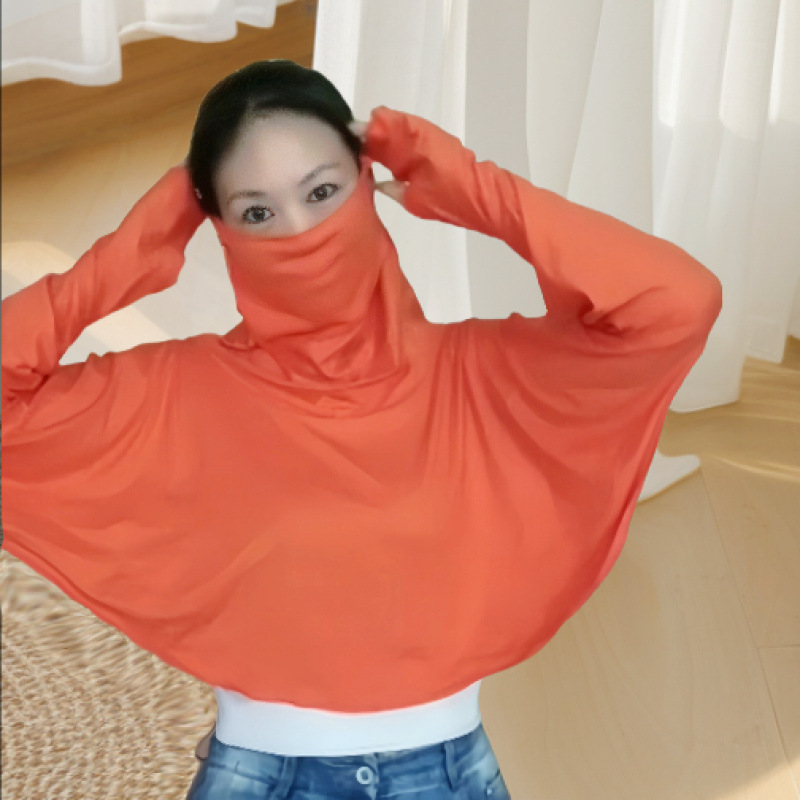 夏のサイクリング用モーダル薄手日焼け止め服、ゆったりとした長袖日焼け止め、顔と首を覆う女性用日焼け止め服|undefined