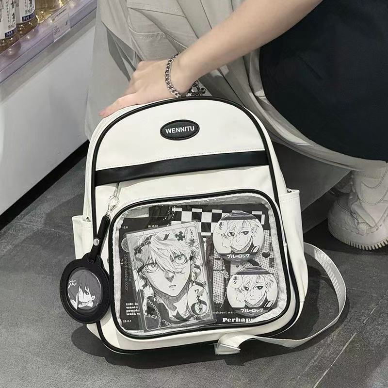 スクールバッグ女性コミコン大容量バッグ日本 2024 かわいいミニ透明バックパック多用途撥水バックパック|undefined