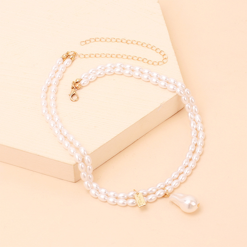 14g Weight Necklace Classification Wedding, Travel Occasion Women'S Gender White Color Retro Fashion Multi-layer Pearl Necklace Simple Necklace 2