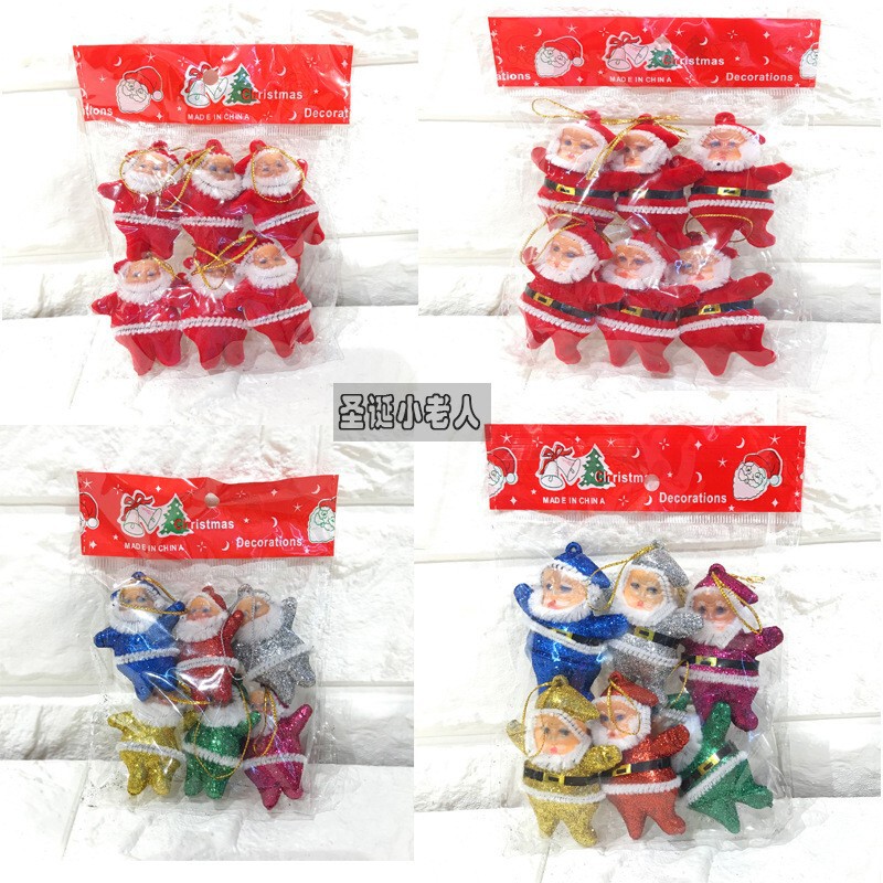 Santa Claus red flocking little old man Christmas gold powder 6 color little old man Christmas tree decorations factory direct