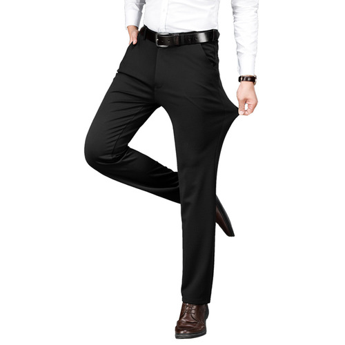Men's Plus Size Loose Straight Leg Casual Business Pants with Four- Way Stretch, Summer Slim Fit