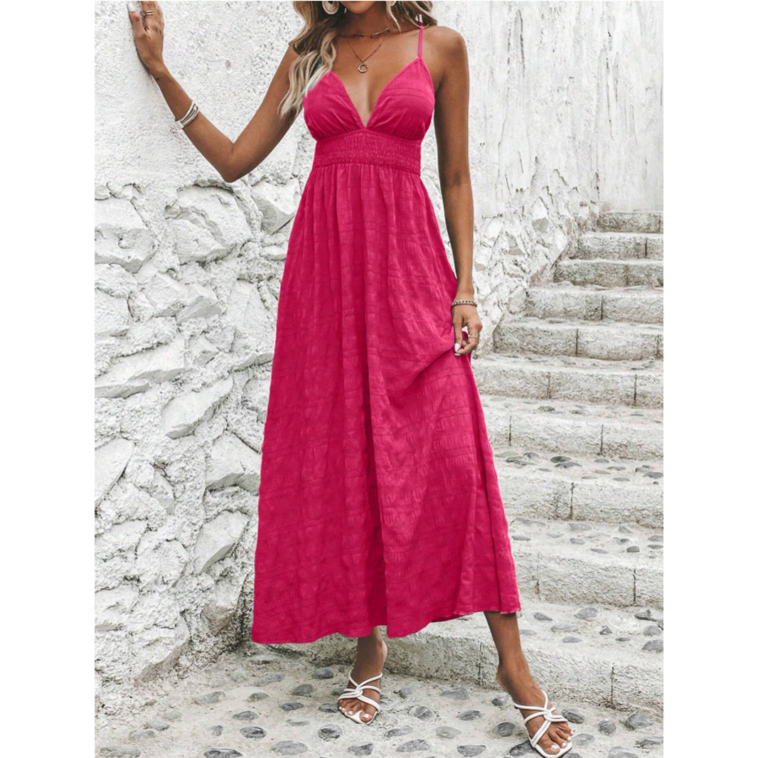 Spring Summer Sexy Solid Cross Tie No Backer Card M Dress