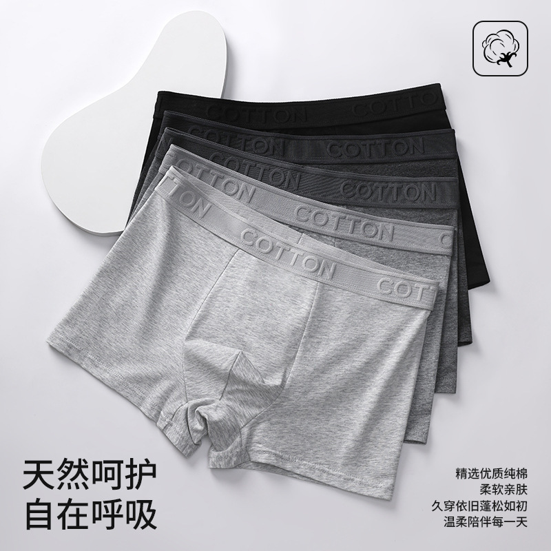 New Men's Underwear, Pure Cotton, Antibacterial, Large Size, Breathable, Combed Cotton Boxer Briefs, Shorts, Spring and Summer