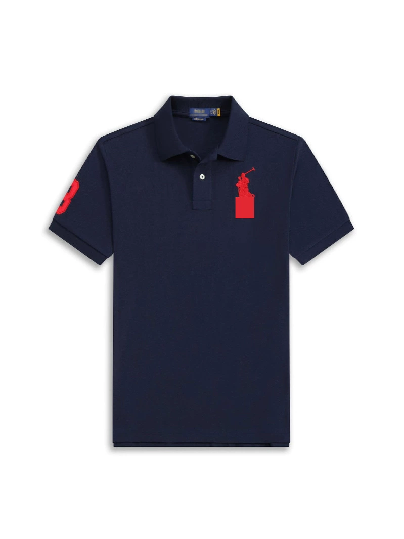 Поло футболка с коротким рукавом (POLO), вышивка, летний трикотаж, размеры XS–3XL