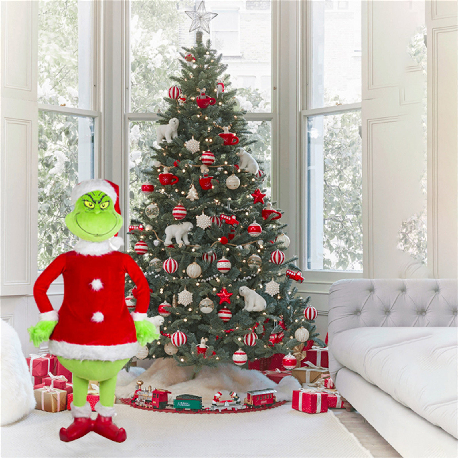 Jouet en peluche de noël, monstre vert Grinch, poupée de dessin animé, décoration_voghion.com