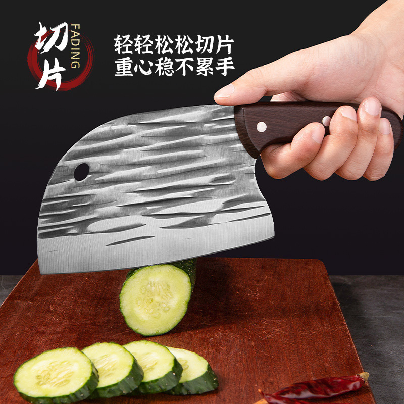 Cuchillo de verduras red cuchillo de doble propósito cuchillo redondo cuchillo de corte de pescado cuchillo de cocina herramientas hechas a mano súper rápidas martillo