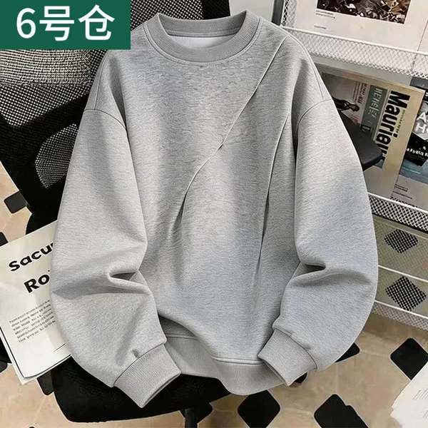 Outdoor sports American-style pleated pullover sweatshirt for men, loose, casual, fashionable, trendy brand for spring and autumn