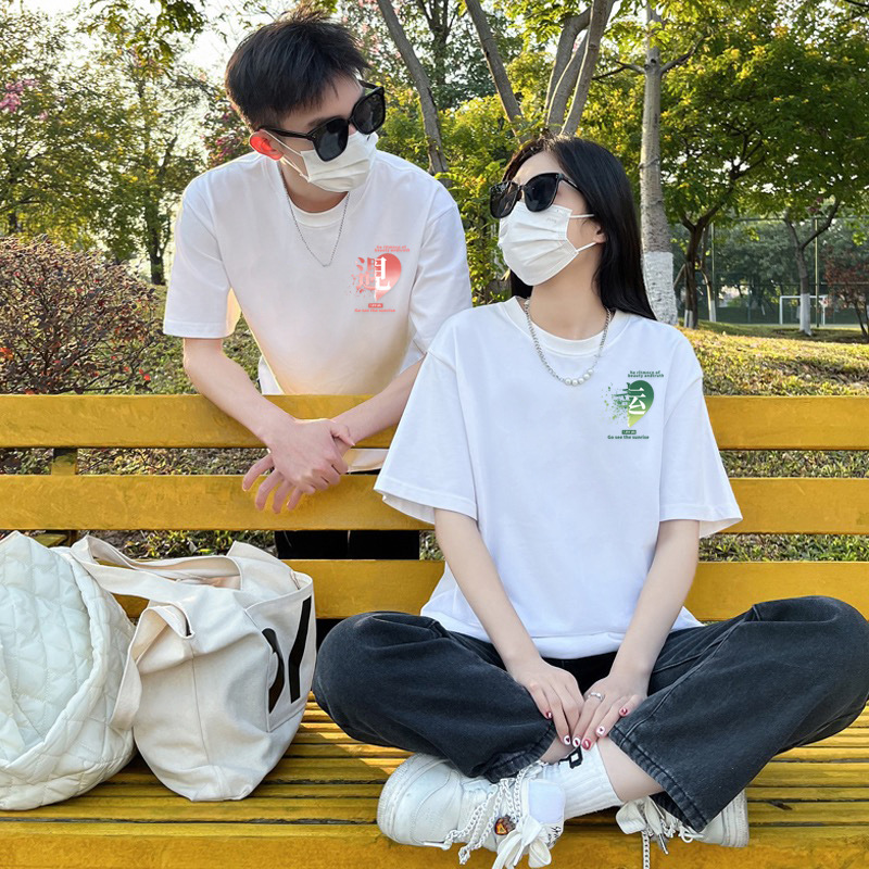 (2개) 우리의 연인 의상 여름 티셔츠 2023 새로운 온라인 빨간 반소매 면 10 커플 라운드 넥 재킷 짧은 소매 중 9 번