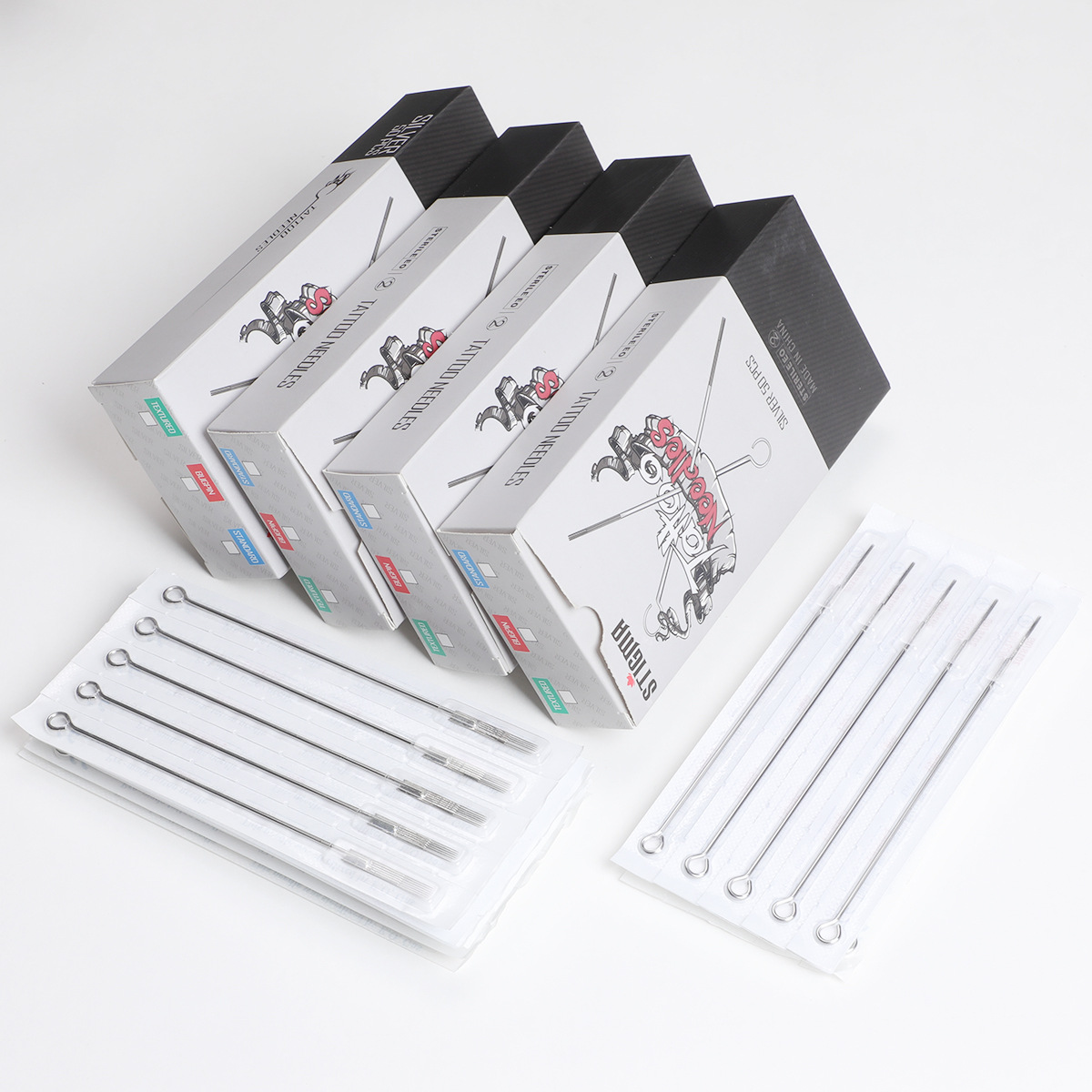 Agujas para tatuajes de dragón bordado, paquete desechable de 50 unidades, agujas largas para tatuajes, agujas para líneas, agujas para sombreado, agujas tradicionales para tatuajes, equipo para tatuajes.