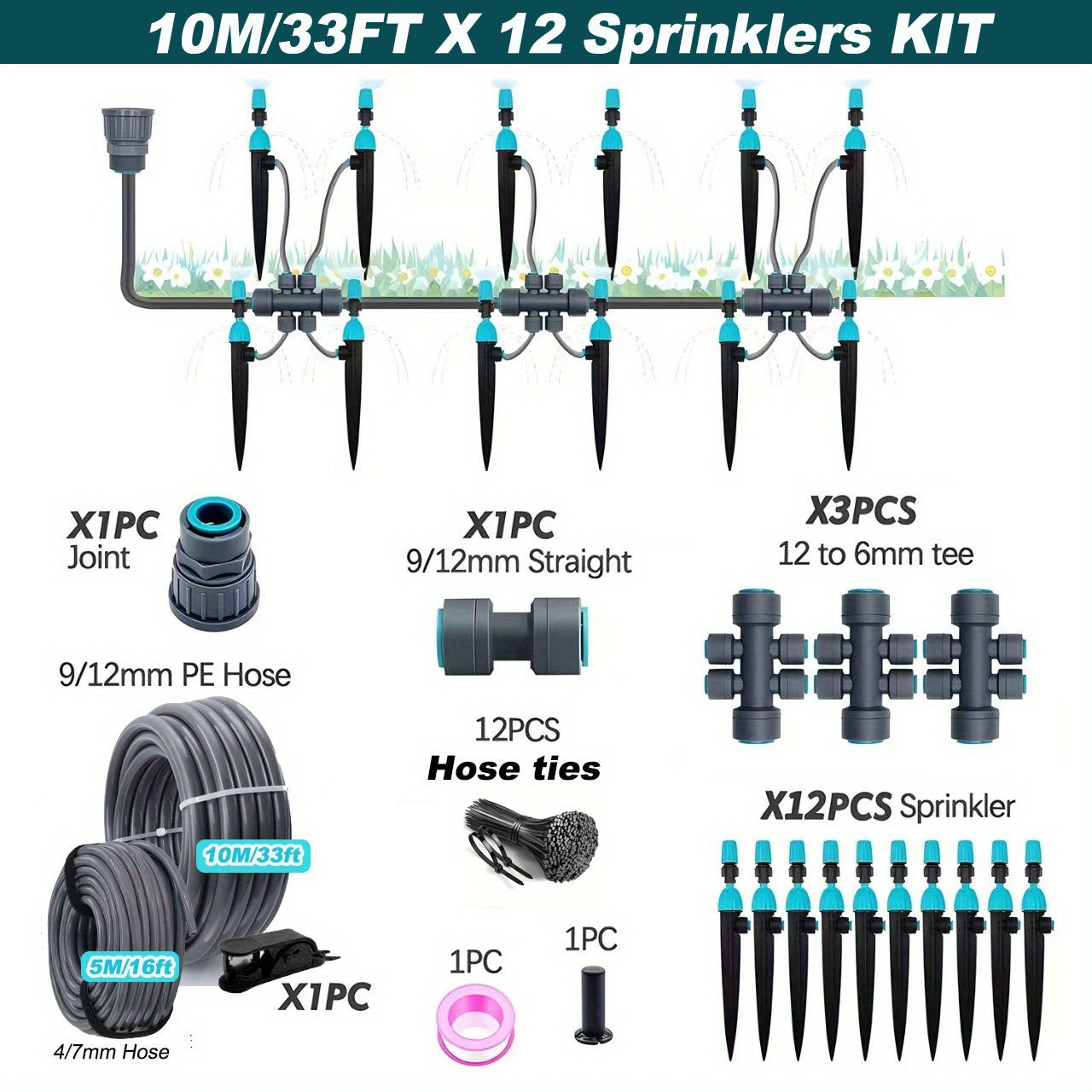 Bodentropf-System mit integrierter, verstellbarer Schnellanschluss-Sprühdüse für die automatische Bewässerung von Gemüse und Blumen (Set)_voghion.com