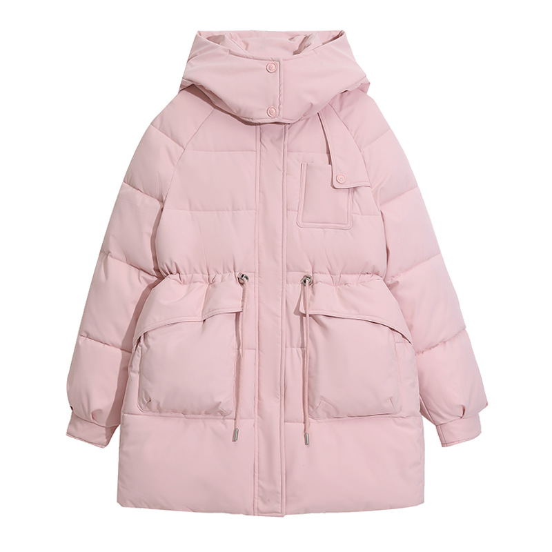 Ropa de algodón para mujeres invierno 2024 nueva chaqueta de algodón suelta media y larga con capuzas gruesas chaqueta de algodón de moda coreana para mujeres image 6