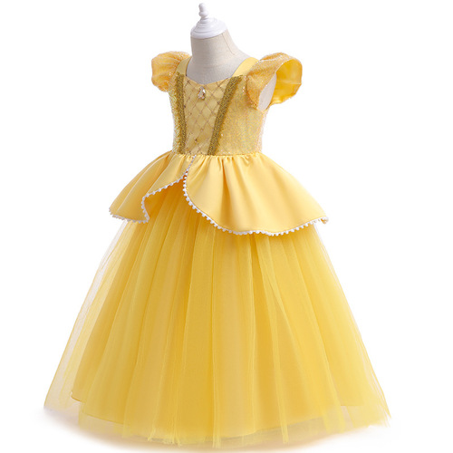 Cosplay Beauty and the Beast Belle Princess Dress Girls' Party Dress Puffy Sleeve Dress 