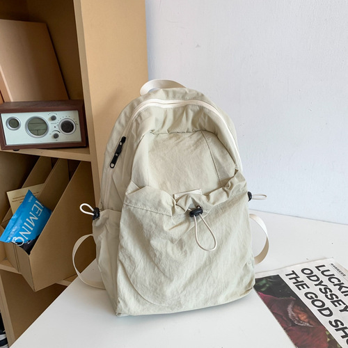 Large-capacity stylish niche casual minimalist solid-color lazy style versatile dual-shoulder bag short-trip travel backpack