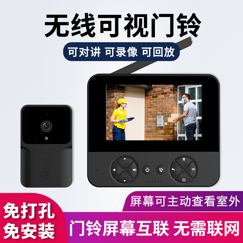 검은색 비디오 초인종 + 디스플레이