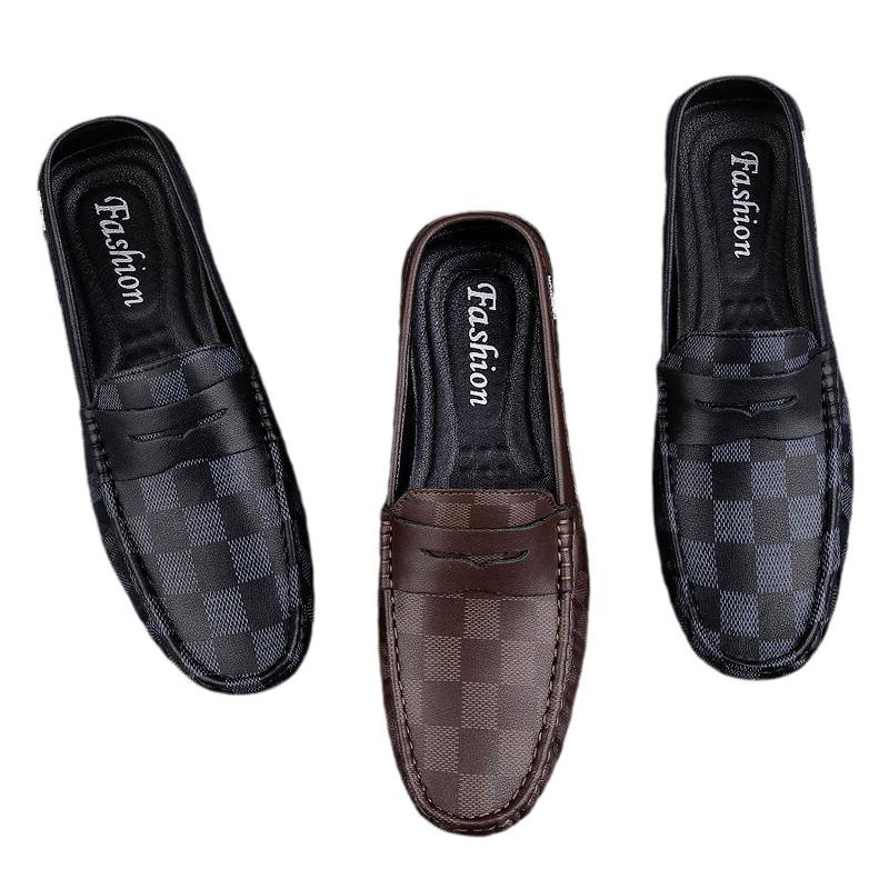 Zapatos de lujo ligero Bean para hombres de cuero genuino 2025 nuevos zapatos de estilo perezoso marca de moda impresión informal británica zapatos Lefour