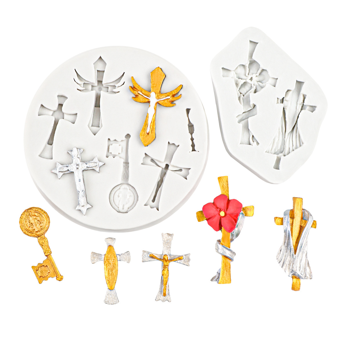 En stock tamaño de lote forma cruzada silicona molde creativo hornear fondant cake chocolate arcilla molde de cerámica suave