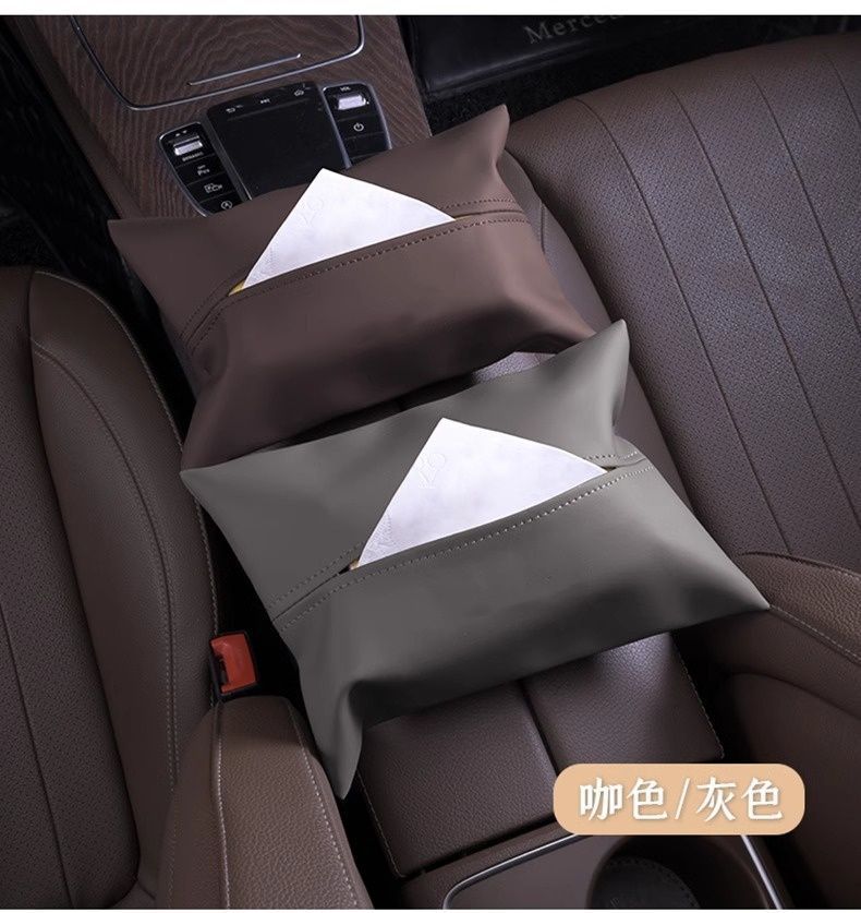 Nordic Ins Style Tissue Box Car Creative Paper Box Hanging Sunshade PU Leather Car Multifunctional Tissue Bag