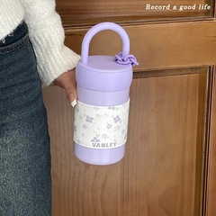 316不鏽鋼手提鎖心情侶水杯小香風保溫杯女生咖啡杯高顏值隨行杯