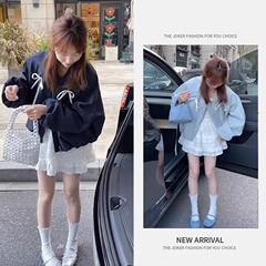 今年流行一整套女2025新款韩版绑带夹克外套高腰蛋糕短裙两件套装